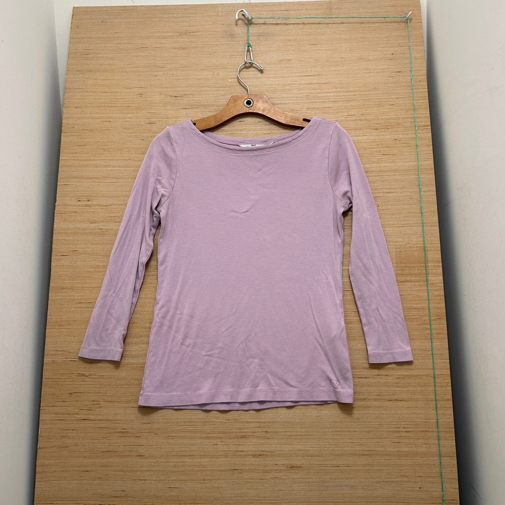 Vineyard Vines Womens Small Purple Boat Neck Long Sleeve Whale Logo Tee 7607